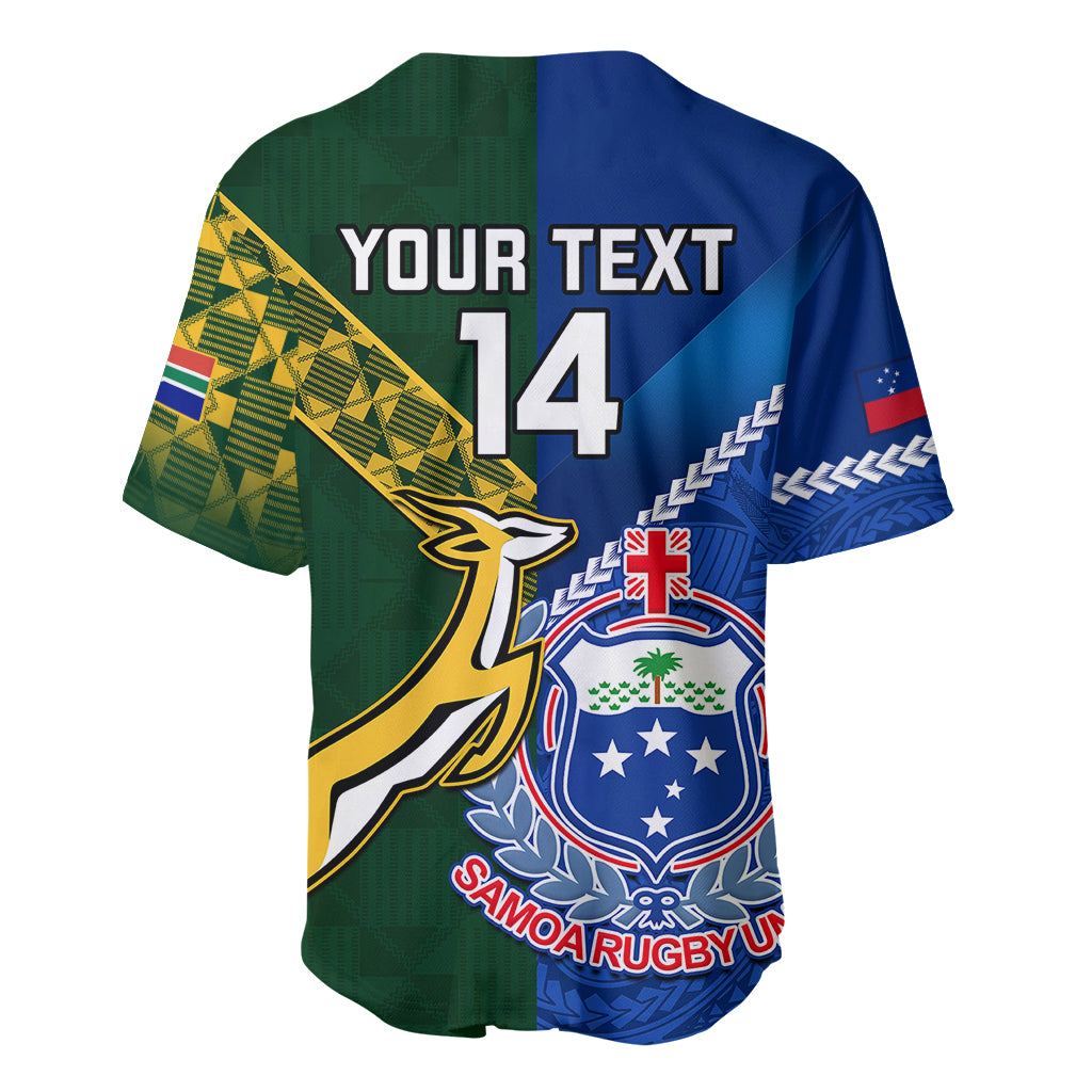 Custom Samoa And South Africa Rugby Baseball Jersey 2023 World Cup Manu Samoa With Springboks LT14 - Polynesian Pride