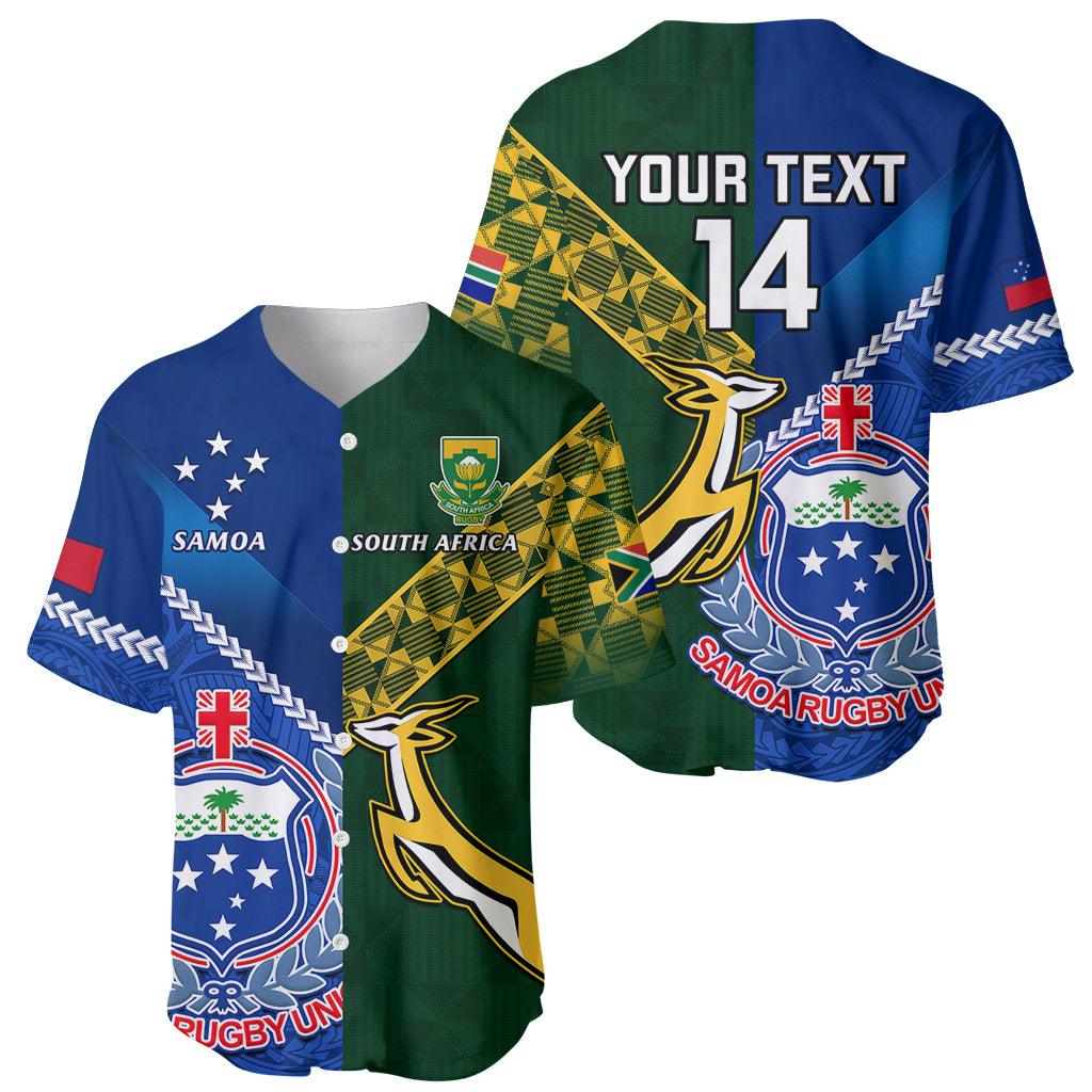 Custom Samoa And South Africa Rugby Baseball Jersey 2023 World Cup Manu Samoa With Springboks LT14 - Polynesian Pride