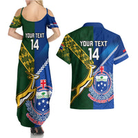 Custom Samoa And South Africa Rugby Couples Matching Summer Maxi Dress and Hawaiian Shirt 2023 World Cup Manu Samoa With Springboks LT14 - Polynesian Pride
