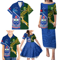 Custom Samoa And South Africa Rugby Family Matching Puletasi Dress and Hawaiian Shirt 2023 World Cup Manu Samoa With Springboks LT14 - Polynesian Pride