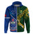 Custom Samoa And South Africa Rugby Hoodie 2023 World Cup Manu Samoa With Springboks LT14 Zip Hoodie Blue - Polynesian Pride