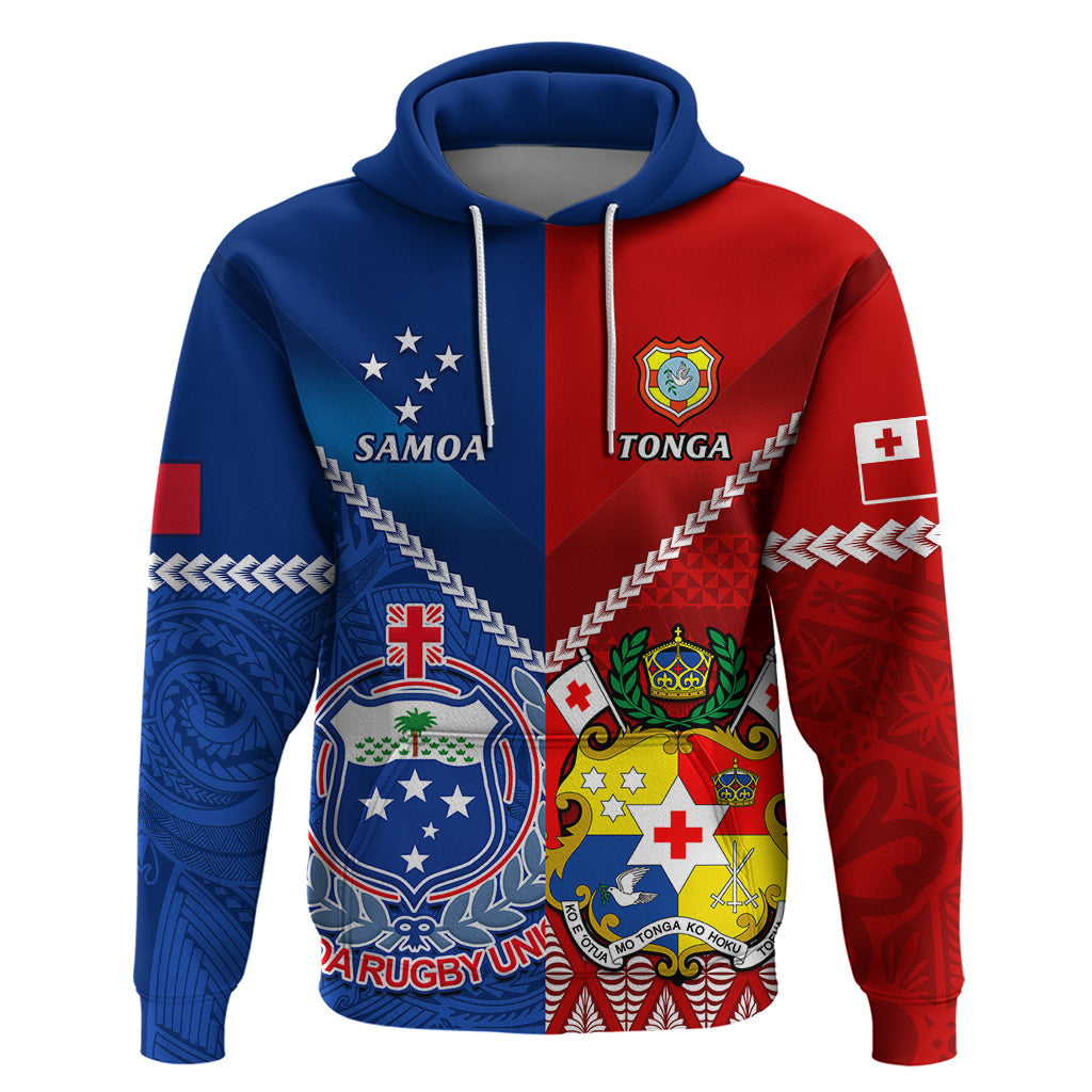 Samoa And Tonga Rugby Hoodie 2023 World Cup Manu Samoa With Ikale Tahi LT14 Blue - Polynesian Pride