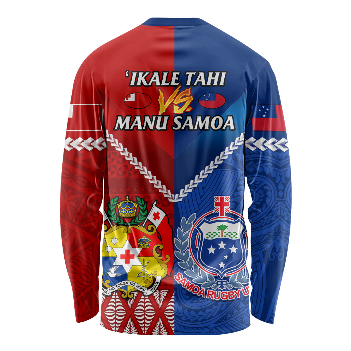 Samoa And Tonga Rugby Long Sleeve Shirt 2023 World Cup Manu Samoa With Ikale Tahi LT14 - Polynesian Pride