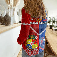 Samoa And Tonga Rugby Women Casual Shirt 2023 World Cup Manu Samoa With Ikale Tahi LT14 - Polynesian Pride