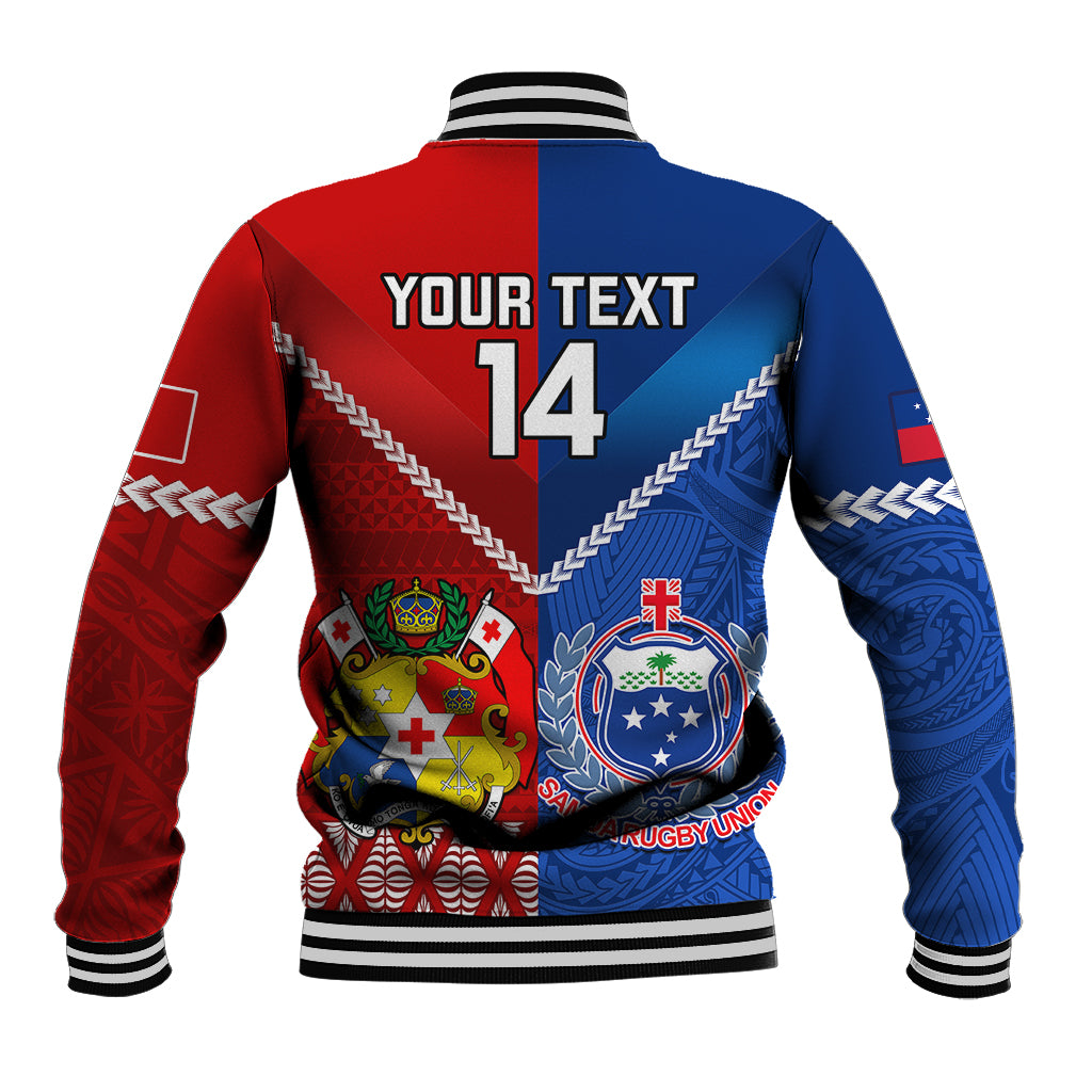 Custom Samoa And Tonga Rugby Baseball Jacket 2023 World Cup Manu Samoa With Ikale Tahi LT14 - Polynesian Pride