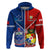 Custom Samoa And Tonga Rugby Hoodie 2023 World Cup Manu Samoa With Ikale Tahi LT14 Zip Hoodie Blue - Polynesian Pride