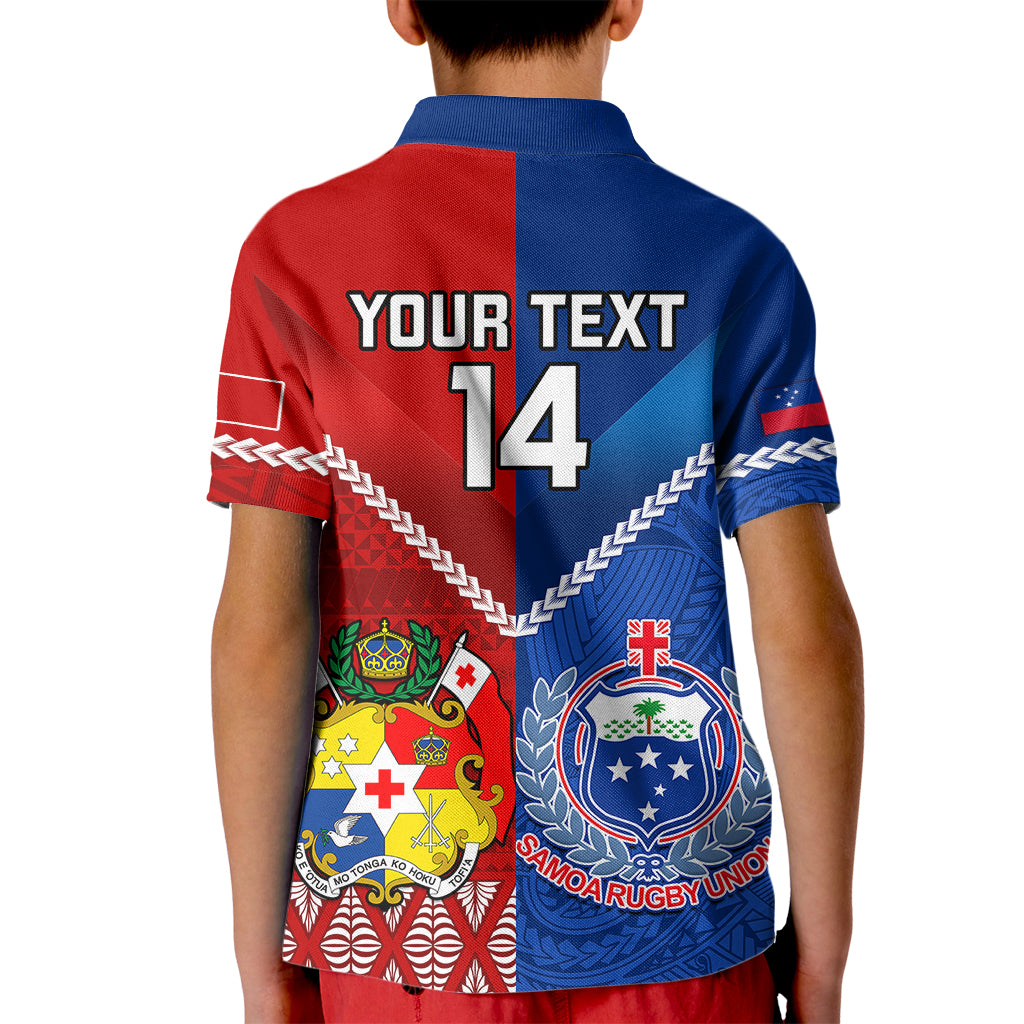 Custom Samoa And Tonga Rugby Kid Polo Shirt 2023 World Cup Manu Samoa With Ikale Tahi LT14 - Polynesian Pride