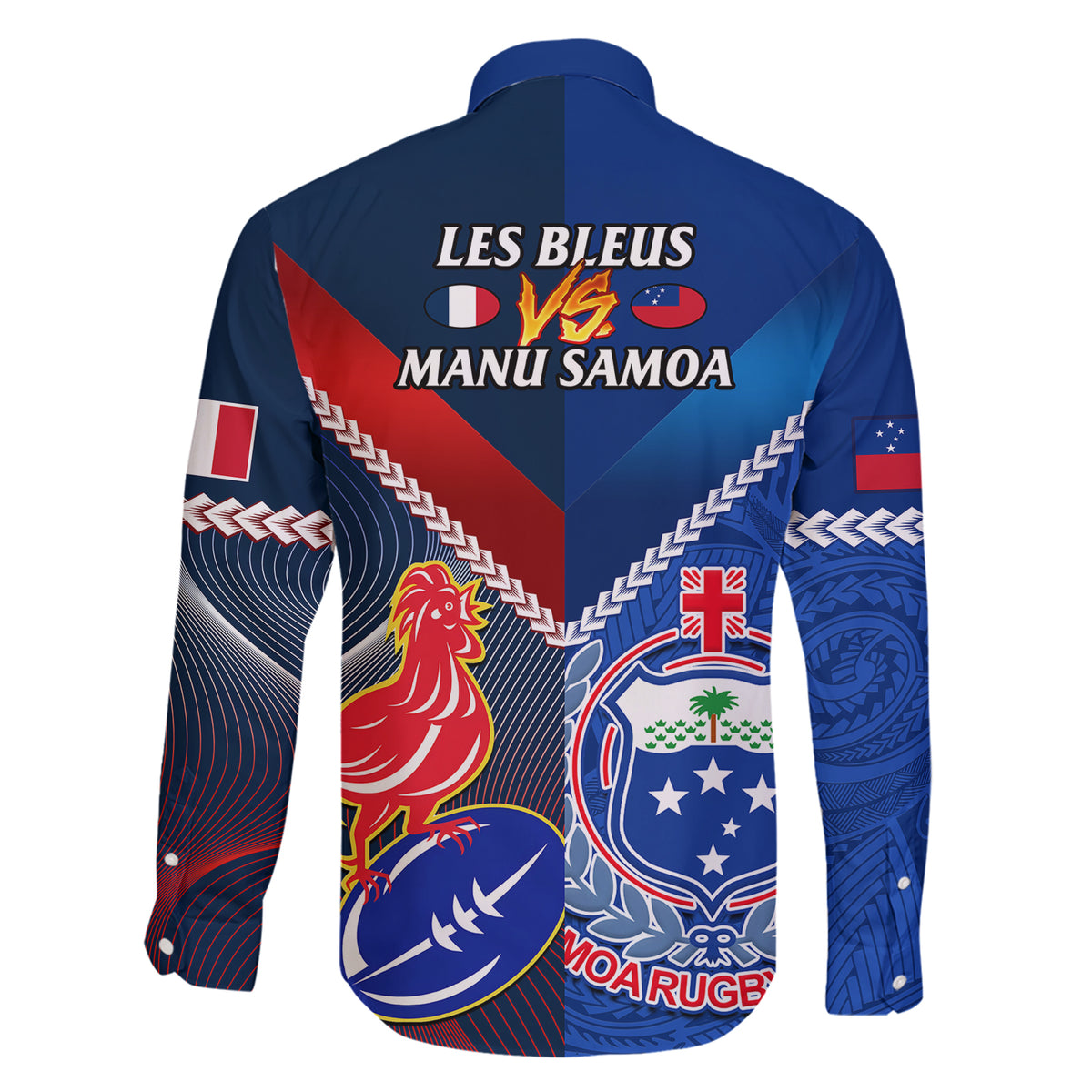 samoa-and-france-rugby-family-matching-short-sleeve-bodycon-dress-and-hawaiian-shirt-2023-world-cup-manu-samoa-with-les-bleus