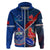 Custom Samoa And France Rugby Hoodie 2023 World Cup Manu Samoa With Les Bleus LT14 Zip Hoodie Blue - Polynesian Pride