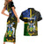 South Sea Islanders Couples Matching Short Sleeve Bodycon Dress and Hawaiian Shirt Kanakas With Solomon Islands Coat Of Arms LT14 - Polynesian Pride