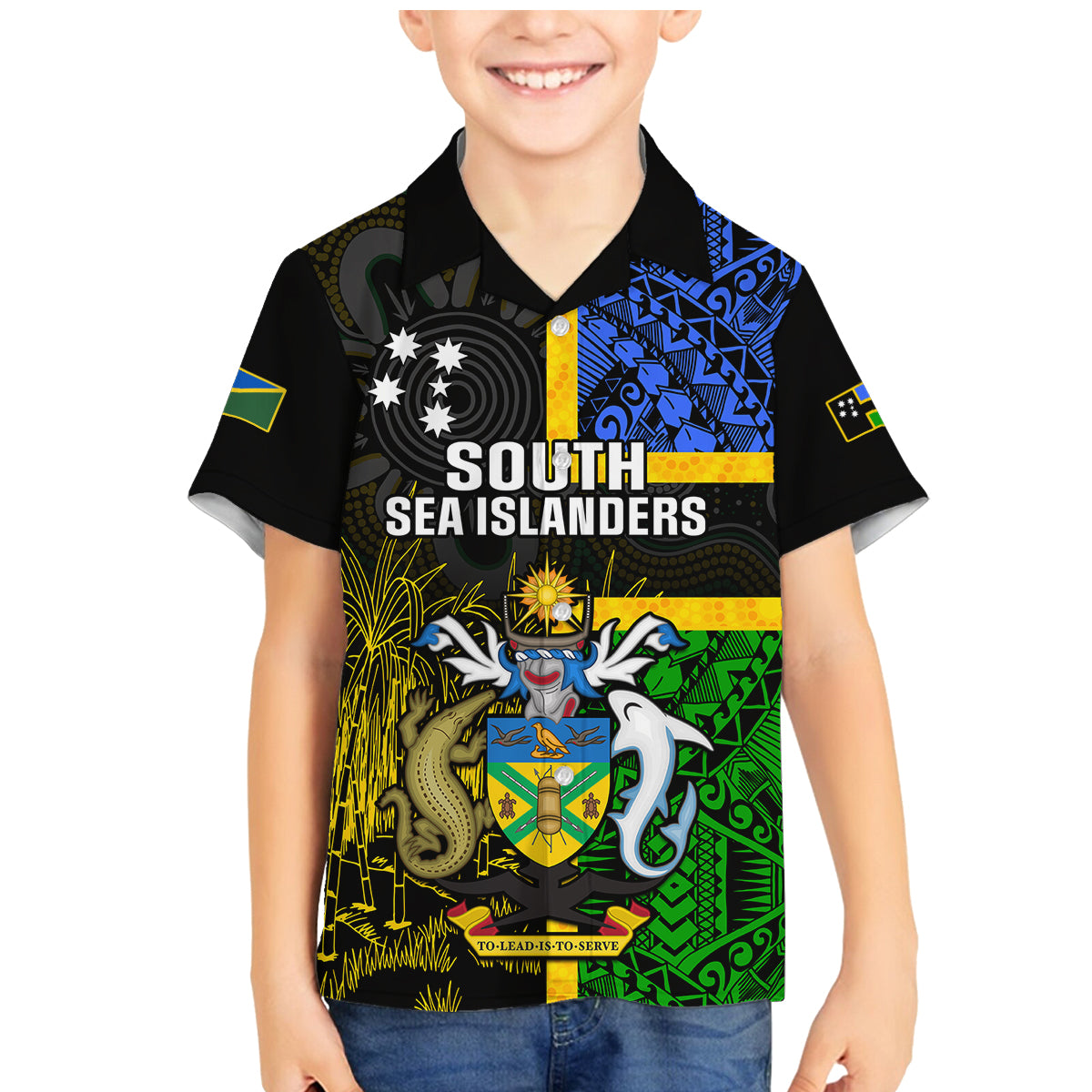 South Sea Islanders Family Matching Mermaid Dress and Hawaiian Shirt Kanakas With Solomon Islands Coat Of Arms LT14 - Polynesian Pride