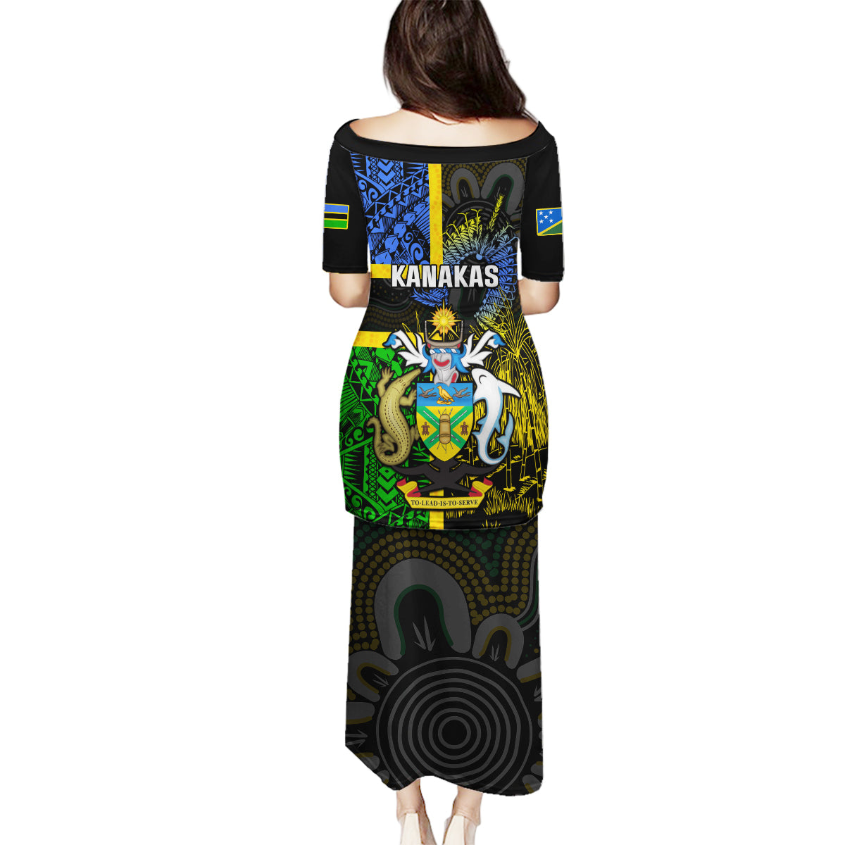 South Sea Islanders Family Matching Puletasi Dress and Hawaiian Shirt Kanakas With Solomon Islands Coat Of Arms LT14 - Polynesian Pride