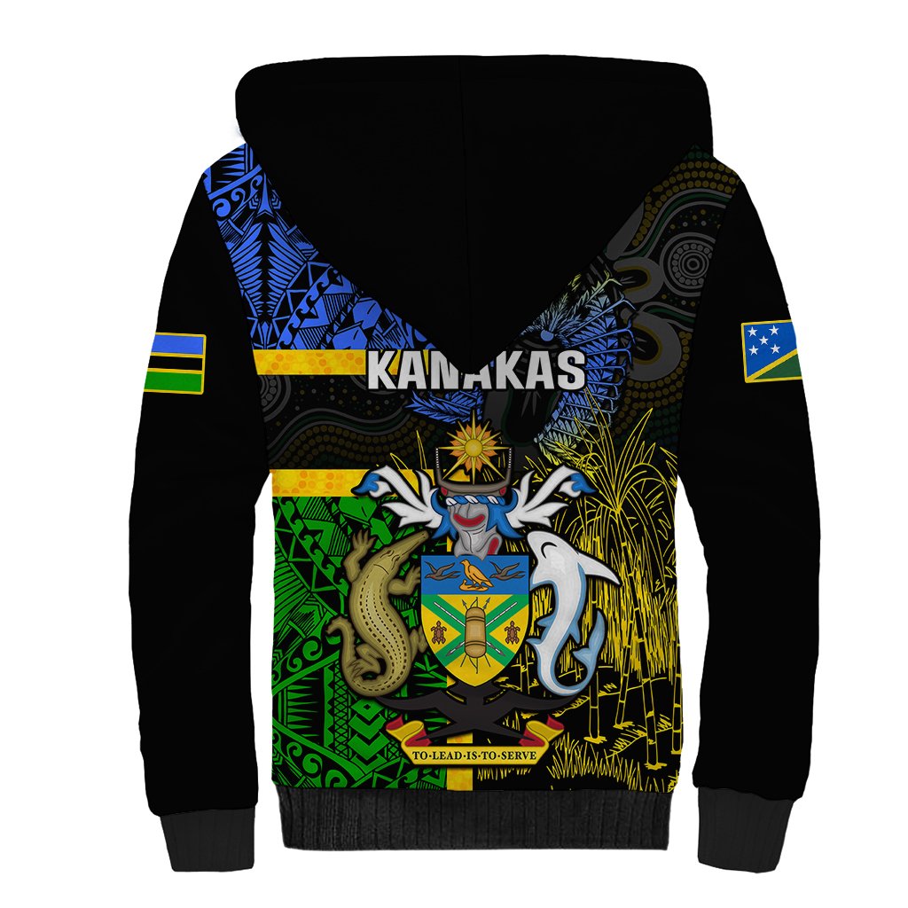 South Sea Islanders Sherpa Hoodie Kanakas With Solomon Islands Coat Of Arms LT14 - Polynesian Pride