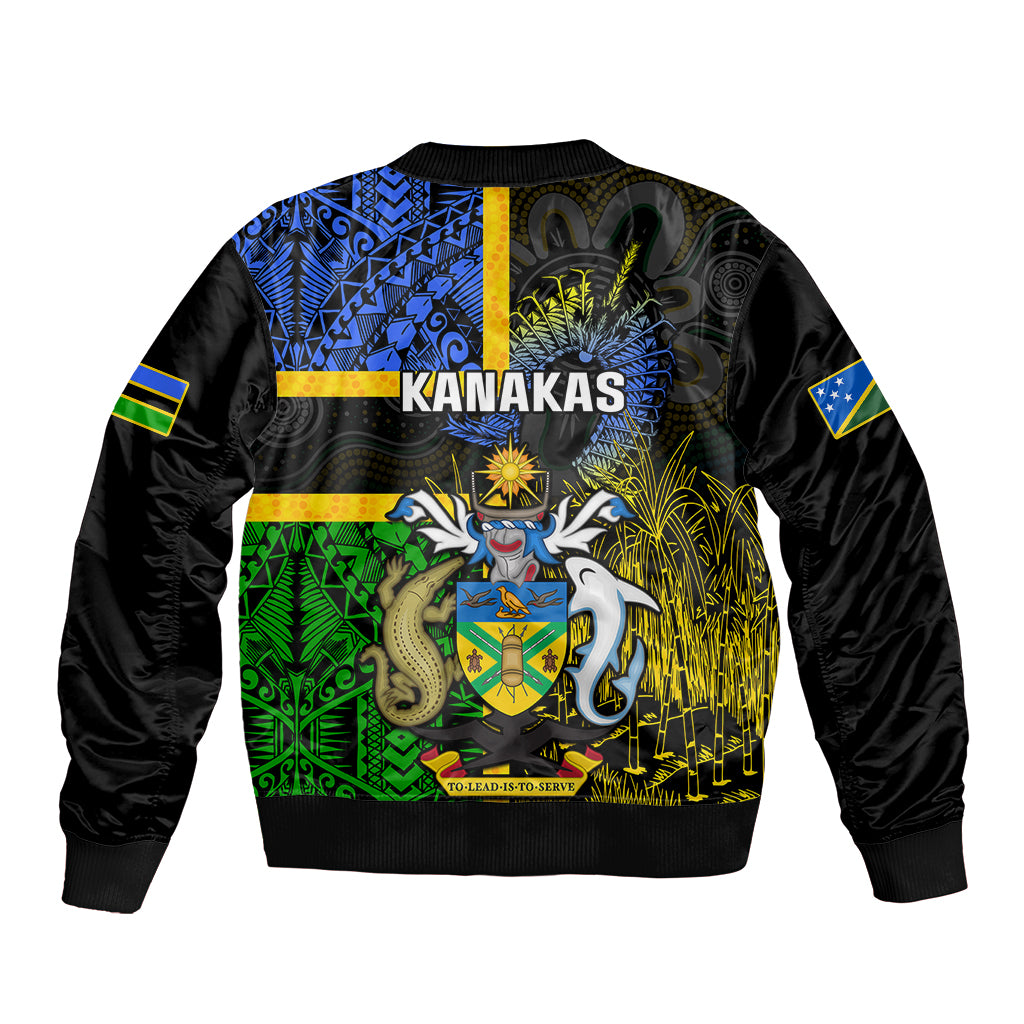 South Sea Islanders Sleeve Zip Bomber Jacket Kanakas With Solomon Islands Coat Of Arms LT14 - Polynesian Pride