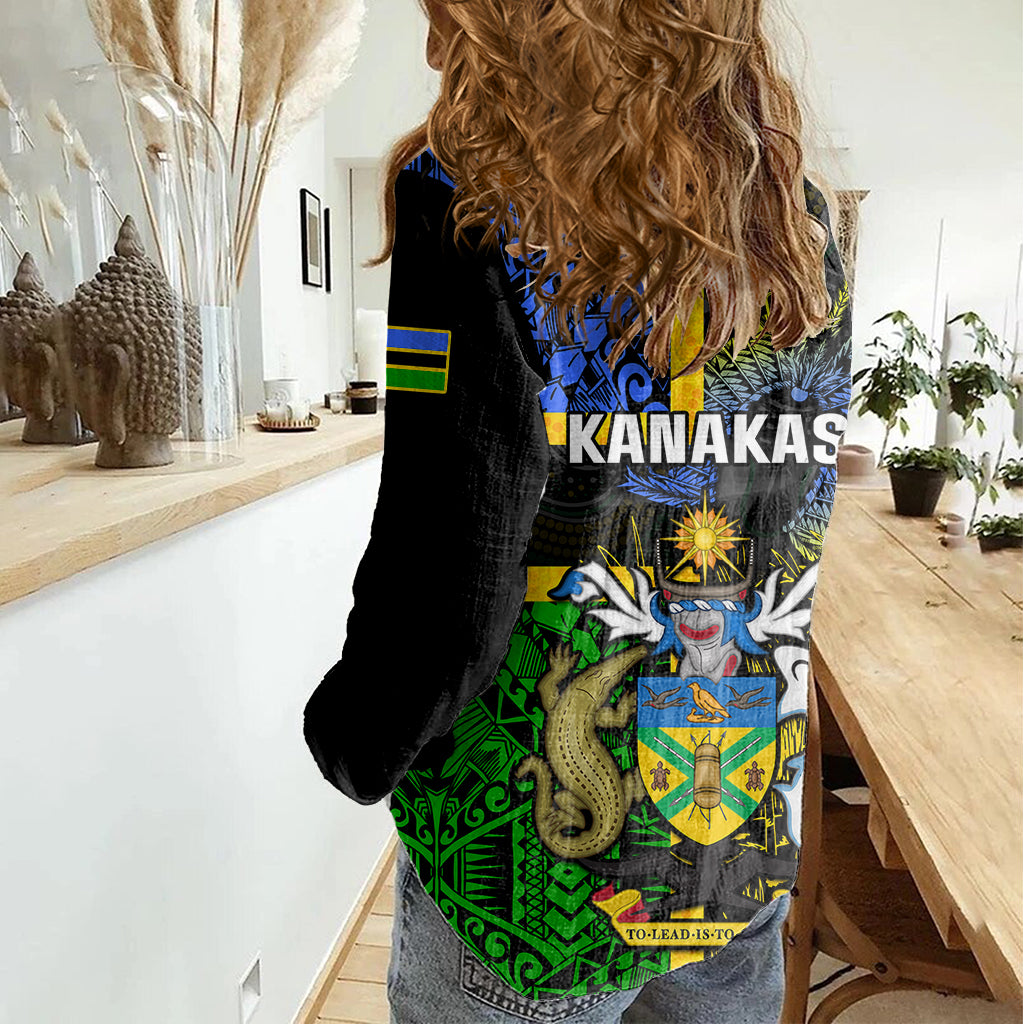 South Sea Islanders Women Casual Shirt Kanakas With Solomon Islands Coat Of Arms LT14 - Polynesian Pride