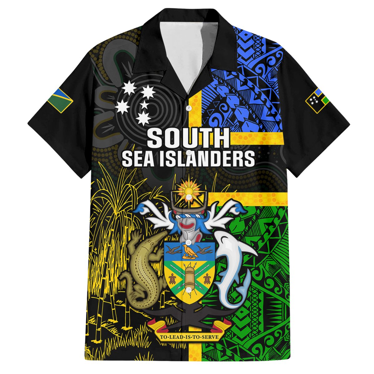 Personalised South Sea Islanders Hawaiian Shirt Kanakas With Solomon Islands Coat Of Arms LT14 Black - Polynesian Pride