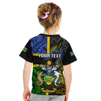 Personalised South Sea Islanders Kid T Shirt Kanakas With Solomon Islands Coat Of Arms LT14 - Polynesian Pride