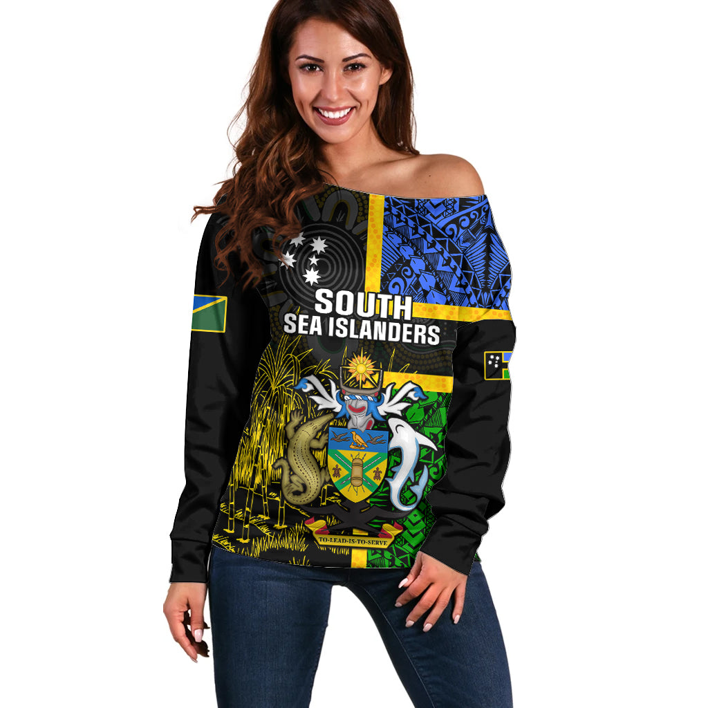 personalised-south-sea-islanders-off-shoulder-sweater-kanakas-with-solomon-islands-coat-of-arms