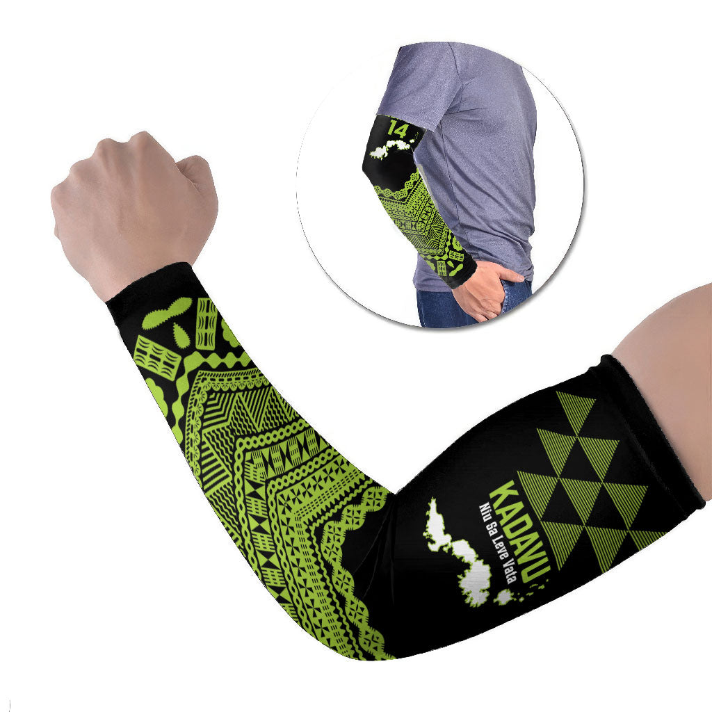 Kadavu Fiji 2026 Rugby Custom Arm Sleeves Niu Sa Leve Vata Fijian Tapa Pattern