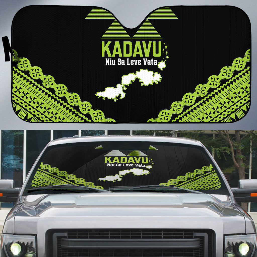 Kadavu Fiji 2026 Rugby Auto Sun Shade Niu Sa Leve Vata Fijian Tapa Pattern