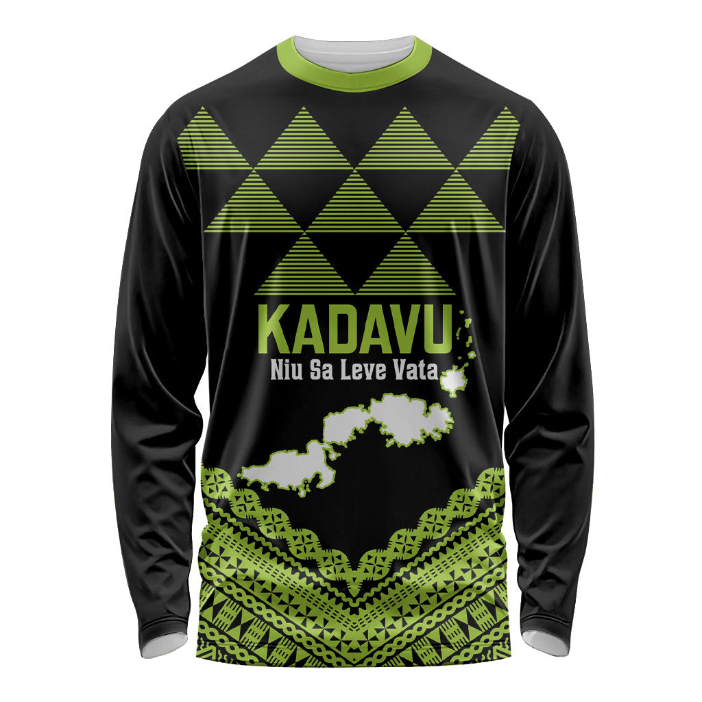 Kadavu Fiji 2026 Rugby Custom Long Sleeve Shirt Niu Sa Leve Vata Fijian Tapa Pattern