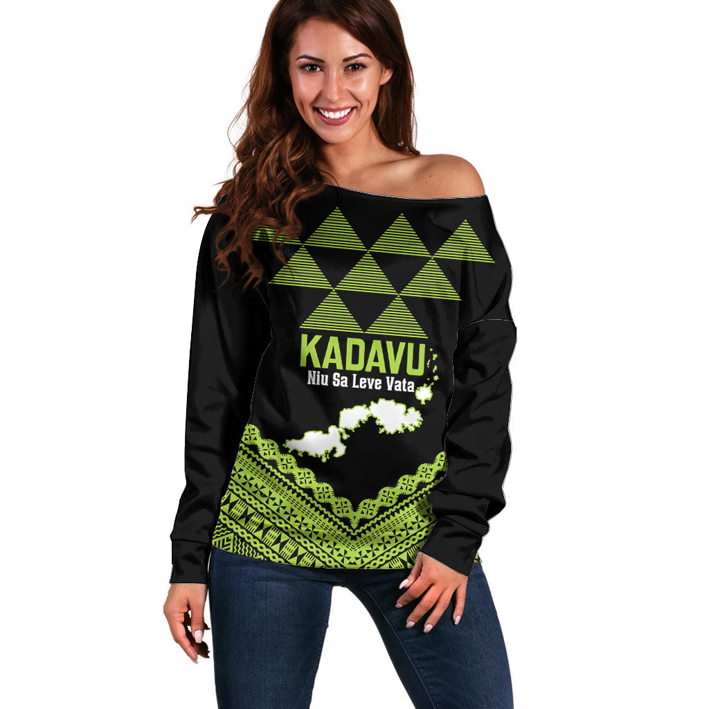 Kadavu Fiji 2026 Rugby Custom Off Shoulder Sweater Niu Sa Leve Vata Fijian Tapa Pattern