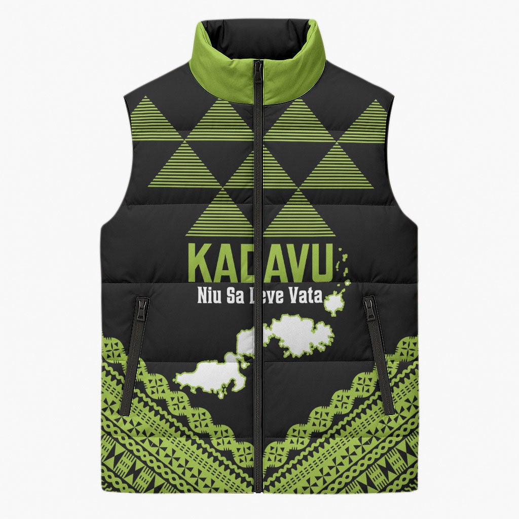 Kadavu Fiji 2026 Rugby Custom Sleeveless Puffer Jacket Niu Sa Leve Vata Fijian Tapa Pattern