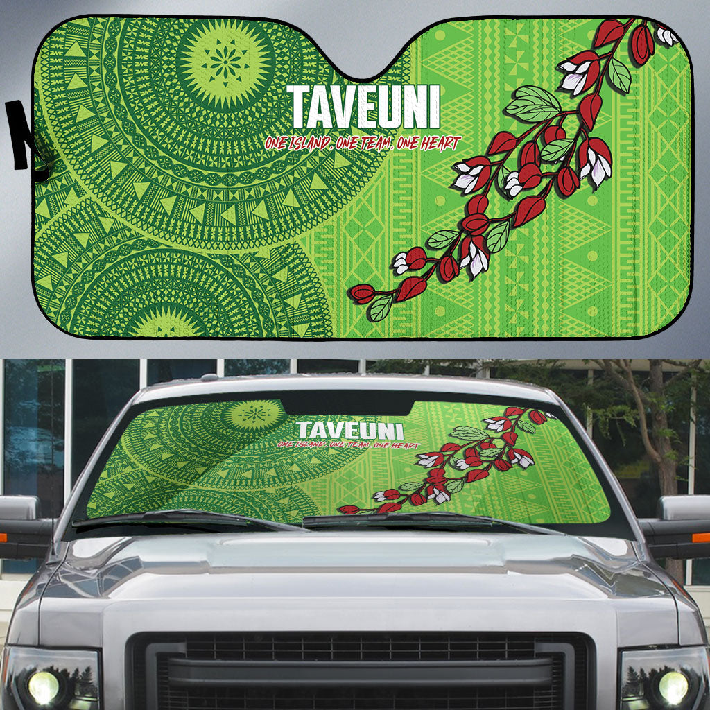 Taveuni Fiji 2026 Rugby Auto Sun Shade Tagimoucia Fijian Tapa Pattern