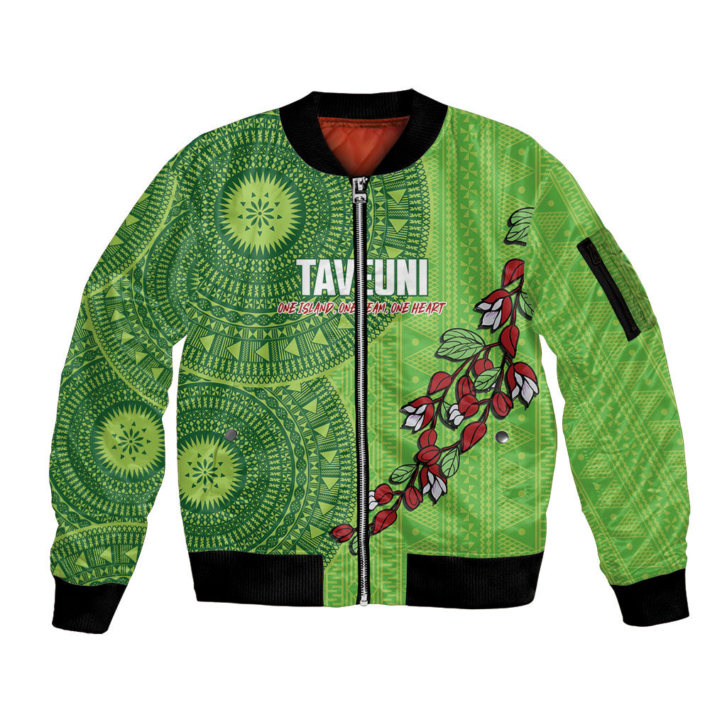 Taveuni Fiji 2026 Rugby Custom Sleeve Zip Bomber Jacket Tagimoucia Fijian Tapa Pattern