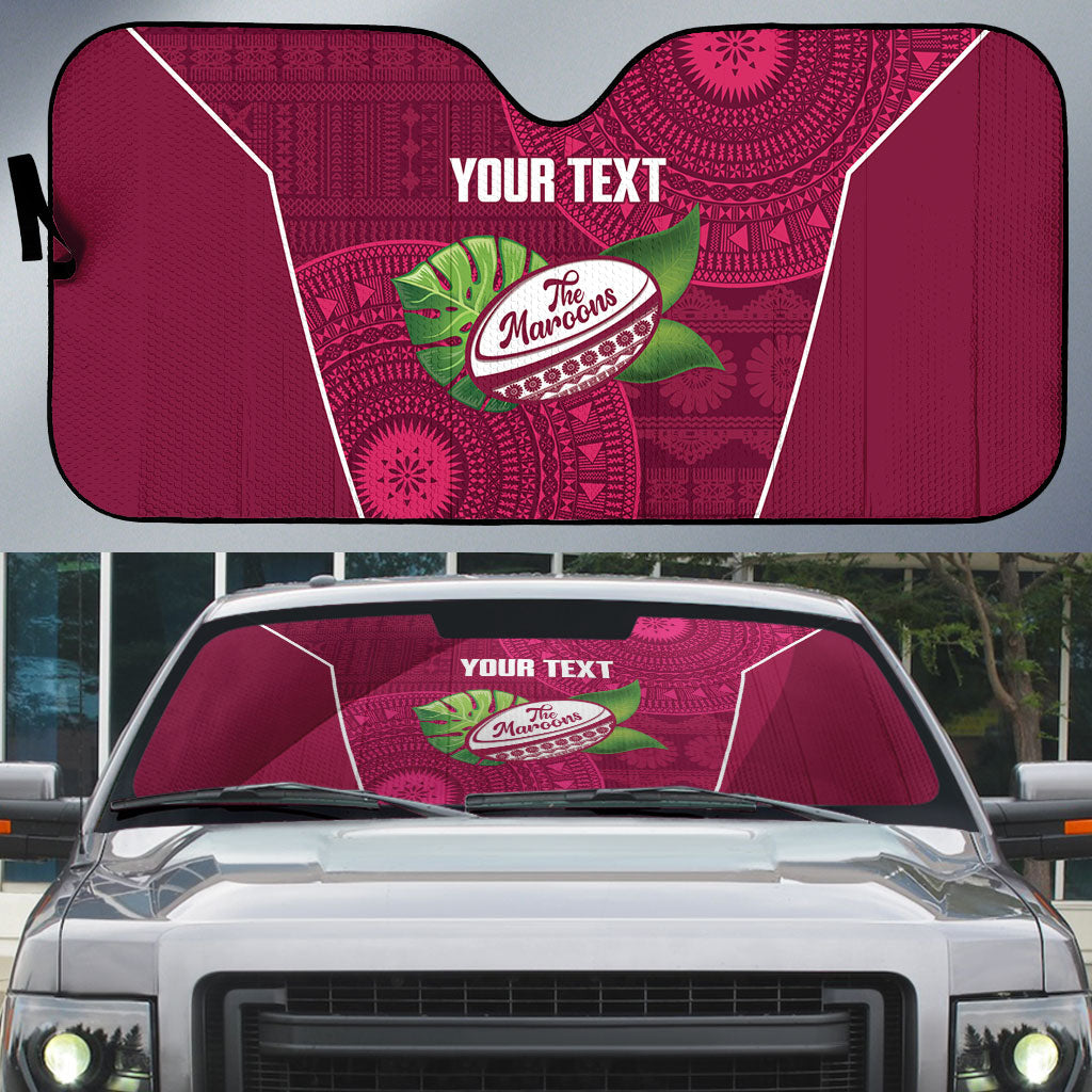 Lautoka Fiji 2026 Rugby Custom Auto Sun Shade Go Maroons Fijian Tapa Pattern