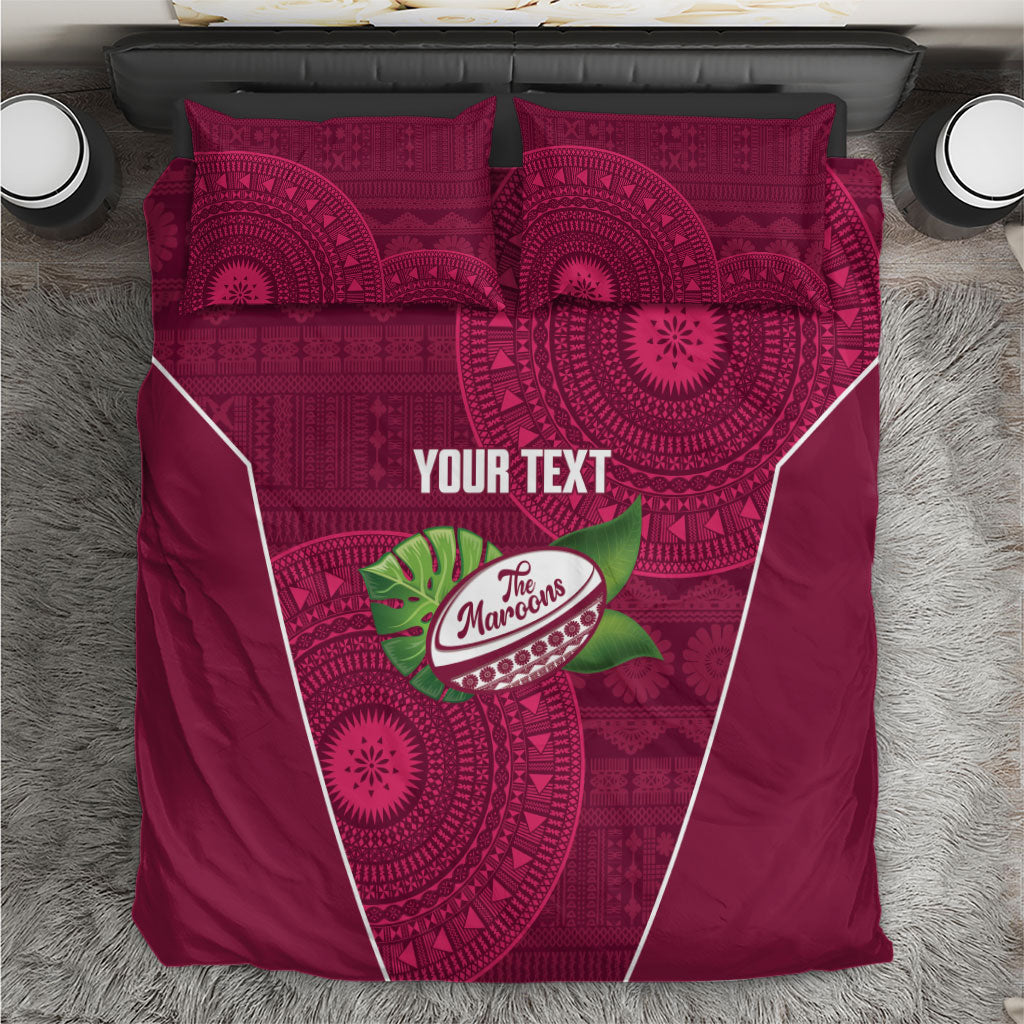 Lautoka Fiji 2026 Rugby Custom Bedding Set Go Maroons Fijian Tapa Pattern