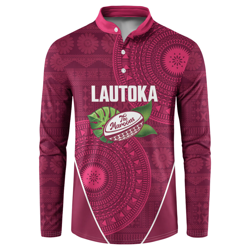 Lautoka Fiji 2026 Rugby Custom Button Sweatshirt Go Maroons Fijian Tapa Pattern