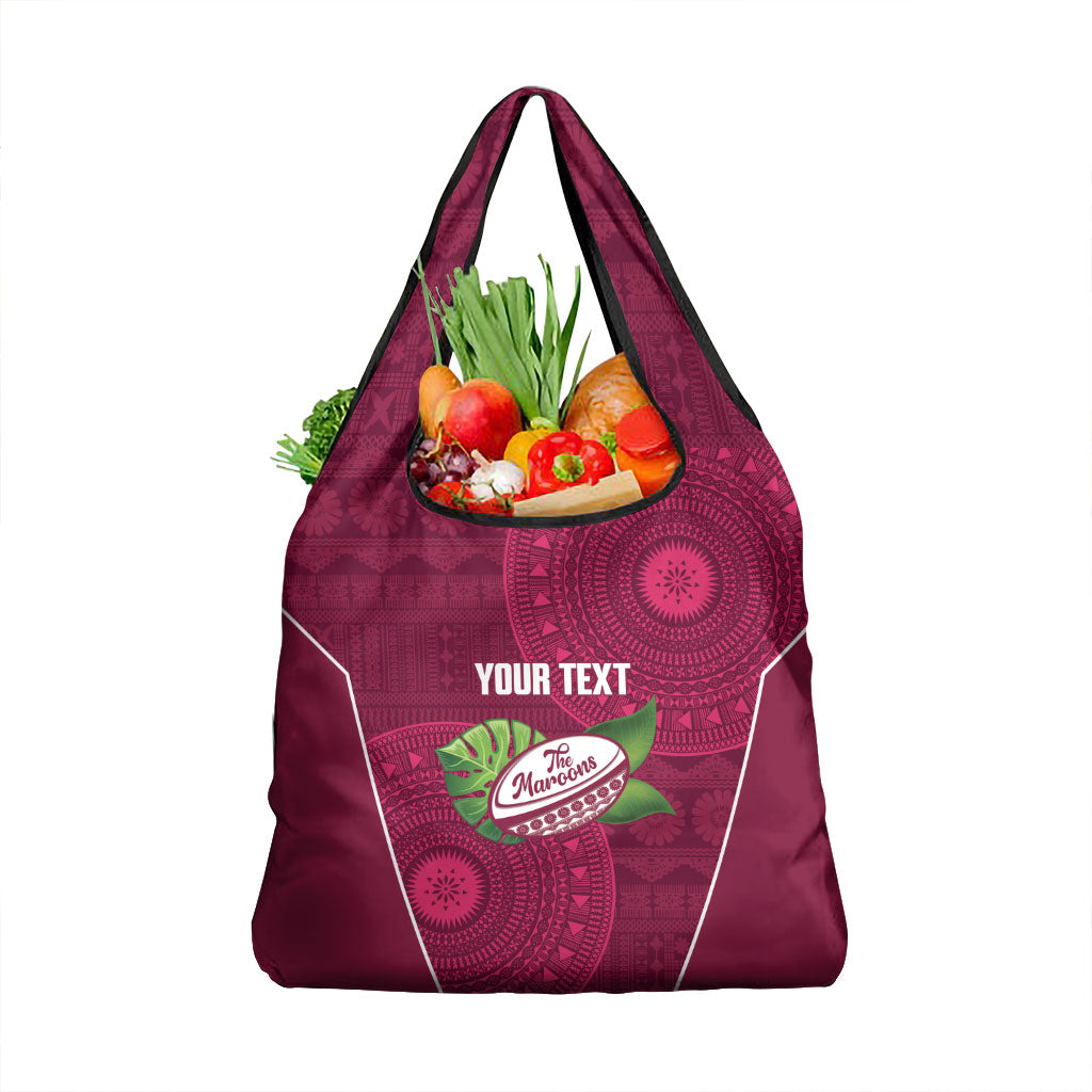 Lautoka Fiji 2026 Rugby Custom Grocery Bag Go Maroons Fijian Tapa Pattern