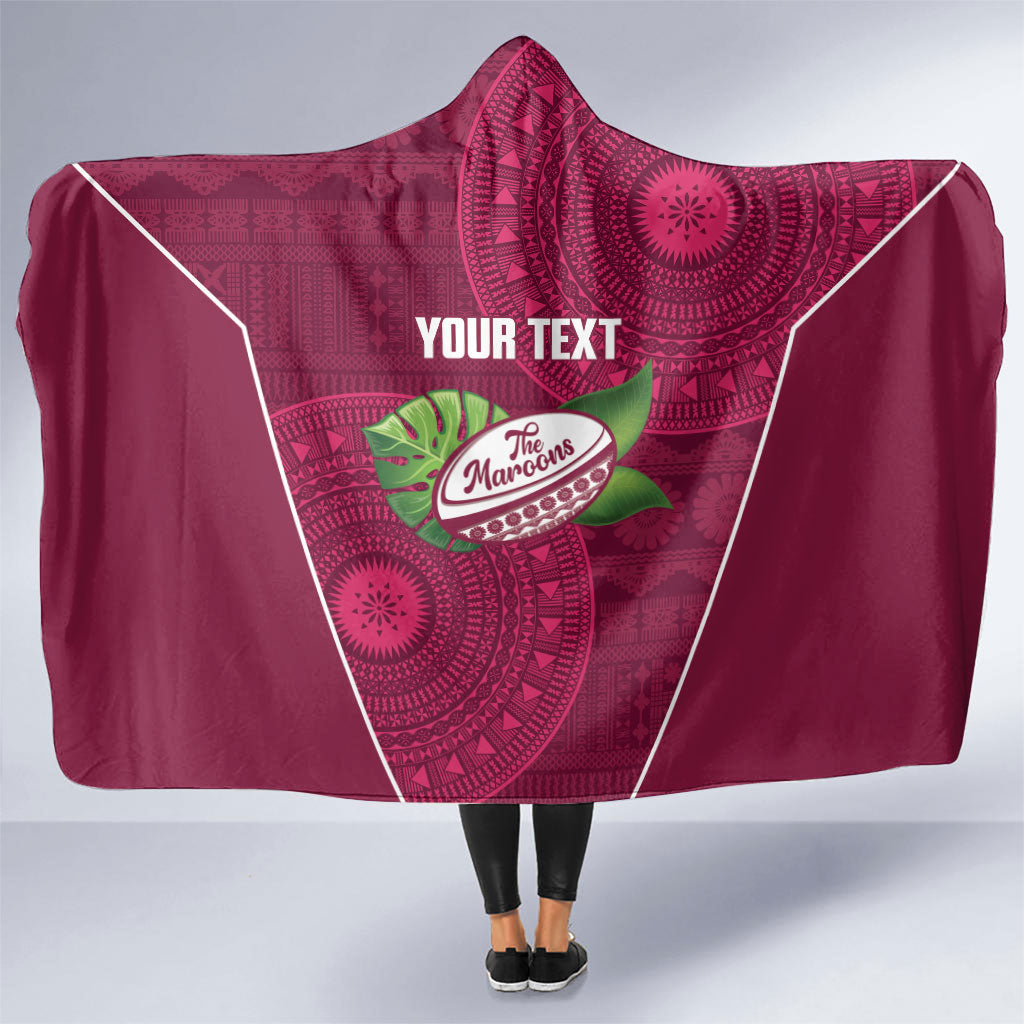 Lautoka Fiji 2026 Rugby Custom Hooded Blanket Go Maroons Fijian Tapa Pattern