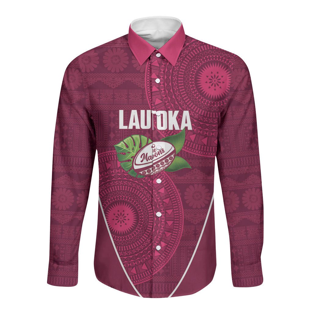 Lautoka Fiji 2026 Rugby Custom Long Sleeve Button Shirt Go Maroons Fijian Tapa Pattern