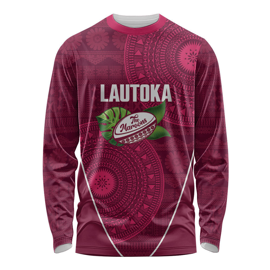 Lautoka Fiji 2026 Rugby Custom Long Sleeve Shirt Go Maroons Fijian Tapa Pattern