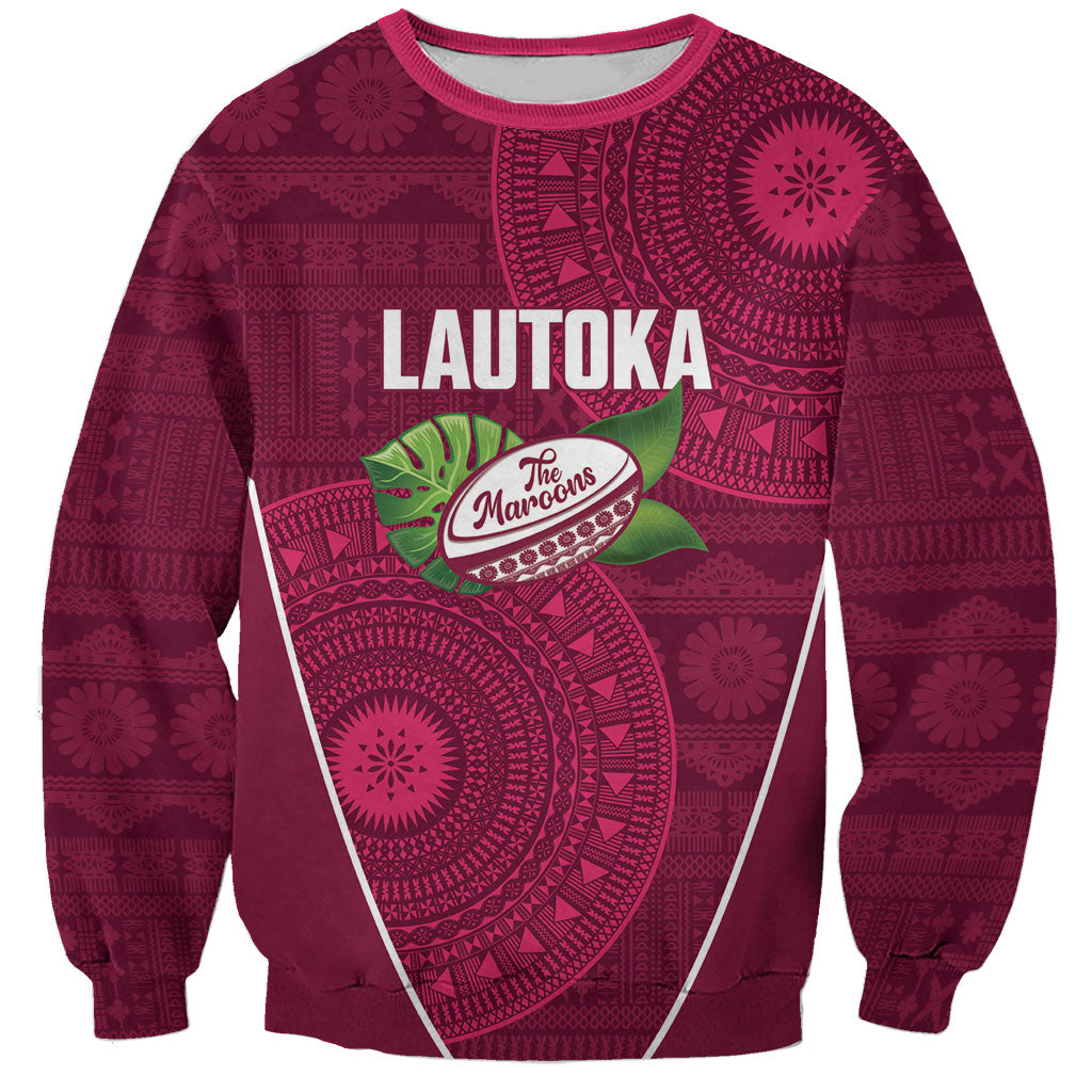 Lautoka Fiji 2026 Rugby Custom Sweatshirt Go Maroons Fijian Tapa Pattern LT14 Unisex Maroon - Polynesian Pride