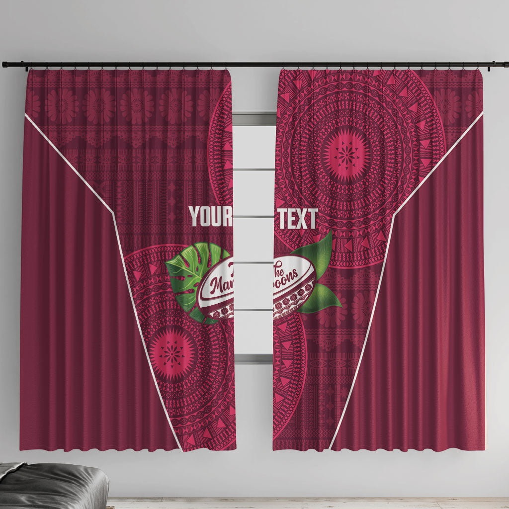 Lautoka Fiji 2026 Rugby Custom Window Curtain Go Maroons Fijian Tapa Pattern