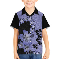 Purple Hawaii Kid Hawaiian Shirt Tapa Cloth Mix Tropical Flowers Pastel Vibes LT14 Kid Purple - Polynesian Pride