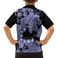 Purple Hawaii Kid Hawaiian Shirt Tapa Cloth Mix Tropical Flowers Pastel Vibes LT14 - Polynesian Pride