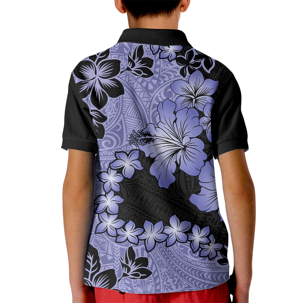 Purple Hawaii Kid Polo Shirt Tapa Cloth Mix Tropical Flowers Pastel Vibes LT14 - Polynesian Pride