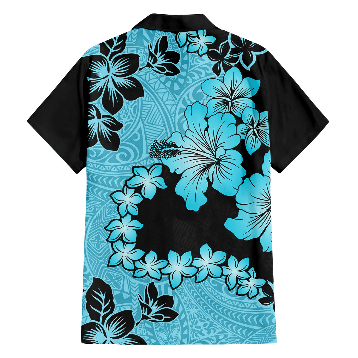 Blue Hawaii Family Matching Long Sleeve Bodycon Dress and Hawaiian Shirt Tapa Cloth Mix Tropical Flowers Pastel Vibes LT14 - Polynesian Pride