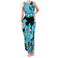 Blue Hawaii Family Matching Tank Maxi Dress and Hawaiian Shirt Tapa Cloth Mix Tropical Flowers Pastel Vibes LT14 Mom's Dress Blue - Polynesian Pride