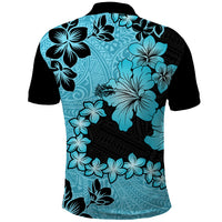 Blue Hawaii Polo Shirt Tapa Cloth Mix Tropical Flowers Pastel Vibes LT14 - Polynesian Pride