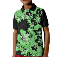 Green Hawaii Kid Polo Shirt Tapa Cloth Mix Tropical Flowers Pastel Vibes LT14 Kid Green - Polynesian Pride