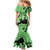 Green Hawaii Mermaid Dress Tapa Cloth Mix Tropical Flowers Pastel Vibes LT14 - Polynesian Pride