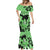 Green Hawaii Mermaid Dress Tapa Cloth Mix Tropical Flowers Pastel Vibes LT14 - Polynesian Pride