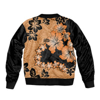 Orange Hawaii Bomber Jacket Tapa Cloth Mix Tropical Flowers Pastel Vibes LT14 - Polynesian Pride
