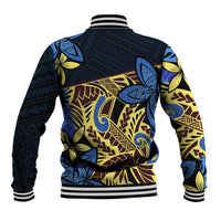 Polynesia Fabric Baseball Jacket Polynesian Tribal With Frangipani Flowers LT14 - Polynesian Pride