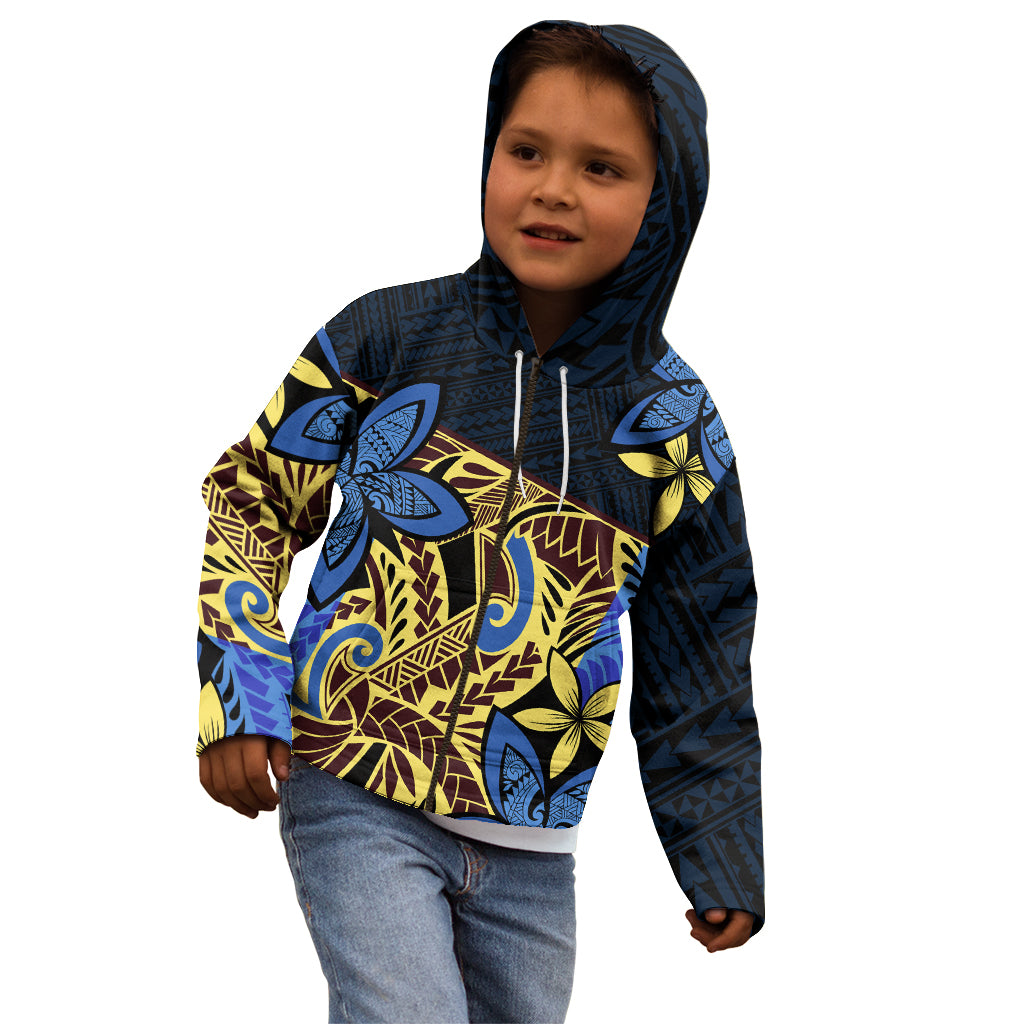 Polynesia Fabric Kid Hoodie Polynesian Tribal With Frangipani Flowers LT14 - Polynesian Pride